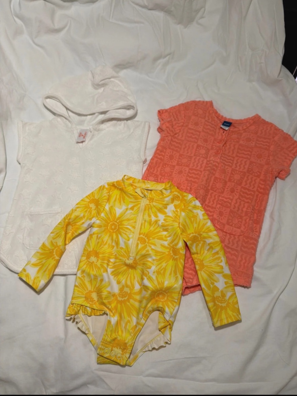 Carter's Yellow Floral Long-Sleeve One-Piece Rashguard
